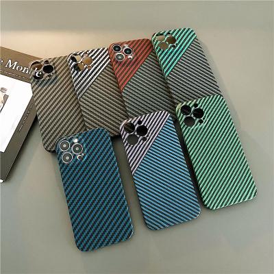 China Luxury High Quality Texture Shockproof Matte Carbon Fiber Case For iPhone 14 13 12 Pro Max Shockproof Hard PC Cover For iphone 14 case for sale