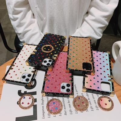 China Love Heart Shockproof Luxury Square Phone Case For iPhone 13 12 11 14Pro max XS XR 6s 7 8 plus Fashion Bling Glitter Cover For iphone 14 for sale