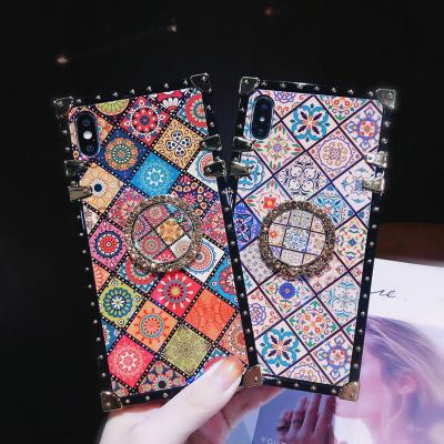 China Square Shockproof Luxury Brand Phone Case For iPhone 13 12 11 14Pro max XS XR 7 8 plus Fashion Flowers Soft Silicone Cover For iphone 14 for sale