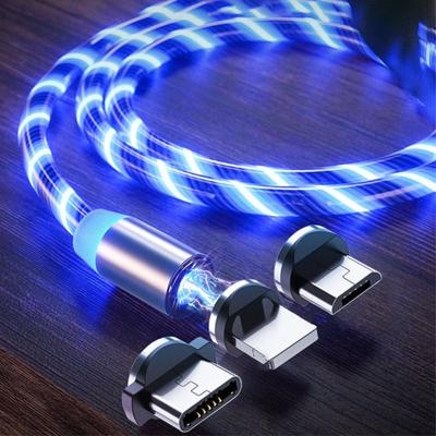 China Wholesale Fast Charging Speed ​​1m Led Bursting Lightweight Usb 3 In 1 Micro Fast Type C Magnetic Charger Charging Cable For Iphone 14 for sale