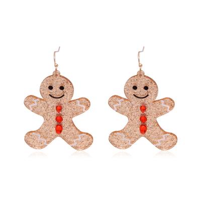 China Vershal A3-5 Wholesale Christmas Jewelry Gingerbread Man Drop Earrings Thin Christmas Bead Bell Earring Jewelry for sale