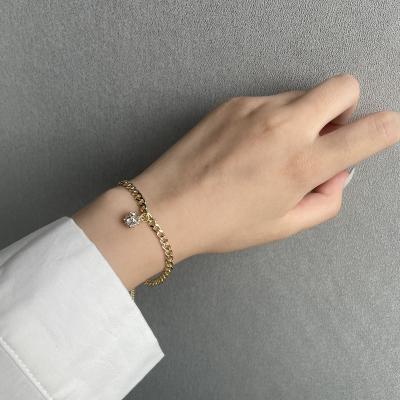 China Vershal D-23 CLASSIC Elegant Gold Plated Pendant Bracelet Cuban Zircon Chain Bracelet For Women Jewelry for sale