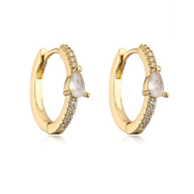 China Vershal A007 Real CLASSIC Hot Sale Gold Plated Huggie Earrings Colorful Zircon Stud Earrings For Women Fashion Jewelry for sale