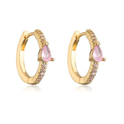 China Vershal A007 Real CLASSIC High Quality Gold Plated Earrings Colorful Zircon Huggie Earrings For Women Jewelry for sale