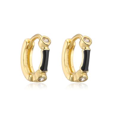 China Vershal A014 CLASSIC Hot Sale Design 18k Real Gold Plated Colorful Daily Oil Drop Huggie Earrings for sale