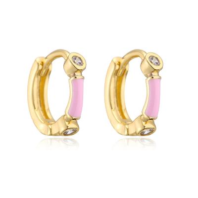 China Vershal A014 CLASSIC New Arrival 18k Real Gold Plated Classy Colored Oil Drip Huggie Earrings for sale