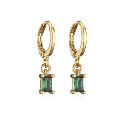 China Vershal A015 CLASSIC New Arrival 18k Real Gold Plated Emerald Zircon Dangle Earrings Shiny for sale