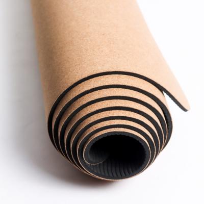 China Durable Rubber Cork Yoga Mat Strip Fitness Exercise Mat With Carry Strap 6mm And Storage Bag for sale