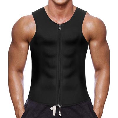 China Daily Life Factory Price Mens Waist Trainer Vest For Weight Loss Mens Sweat Vest Body Slimming Shaper Sauna Suit With Zipper For Gym Exercise for sale