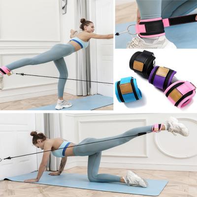 China Durable Elastic Band Gym Resistance Bands With Ankle Straps Slap With Cable For Attachment Booty Butt Thigh Leg Pulley Strap Lifting Fitness Exercise for sale