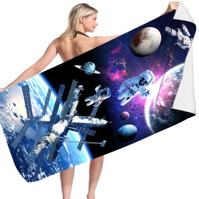 China QUICK DRY Abstract Astronaut Printed Outer Space Beach Towels Blankets for sale