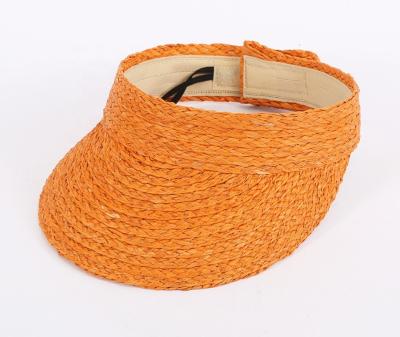 China Premium Natural Raffia Character Straw Visor Cap with Elastic Band and Adjustable Strap for sale