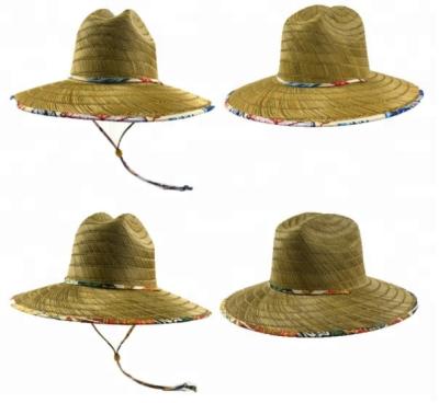 China Character 100% Natural Precipitation Straw Lifeguard Straw Hat With Floral Print Mandatory Custom Straw Hat for sale