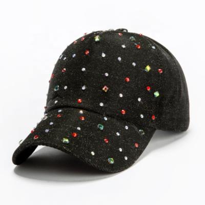 China Women Girls Velvet Bling Baseball Hats JOINT Hats With Rhinestones And Multi Colored Studs for sale