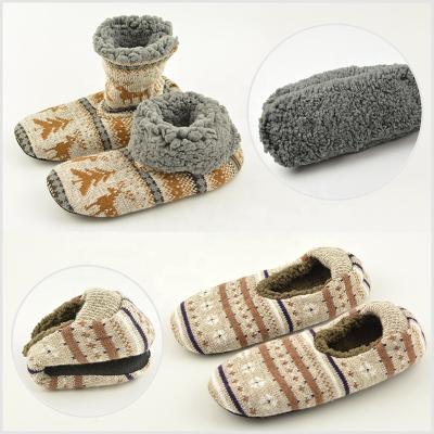 China Nordic Antiskid Snowflake Sweater Men Knitted Ballerinas Floor Slipper Socks Indoor Booties Home Footie Sherpa Striped Home Shoes for sale