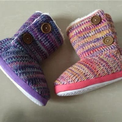 China Spacedye Knitted Children Kids Girls Youth Winter Indoor Boots Home Slippers Slippers With Sherpa Lining Wood Button And TPR Outsole for sale