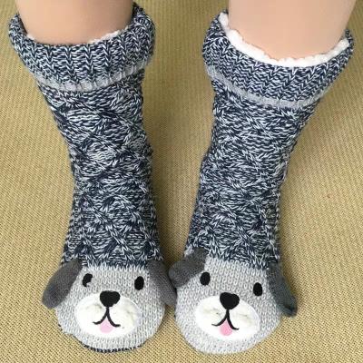 China Anti-skid Cable Knitted Winter 3D Floor Slipper Ladies Women Sweater Indoor Warm Animal Lounge Animal Cuddly Slipper Slippers Sherpa Lining for sale