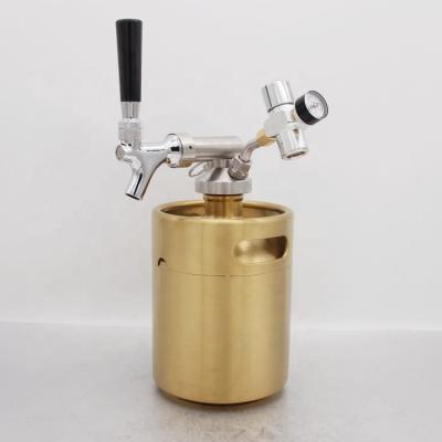 China Mini Beer Gold Color 2L Beer Keg Dispenser for sale