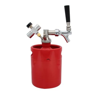 China Food grade ss304 and plastic 2L gold color mini barrel with tap and gas regulator for sale