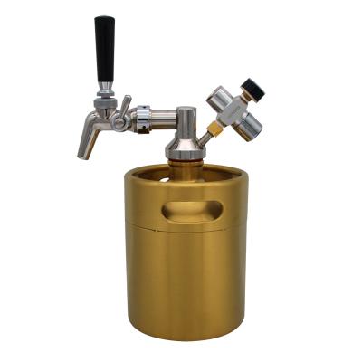 China Food grade ss304 and 2L gold color plastic ring barrel with tap and gas regulator, and barrel lance for sale