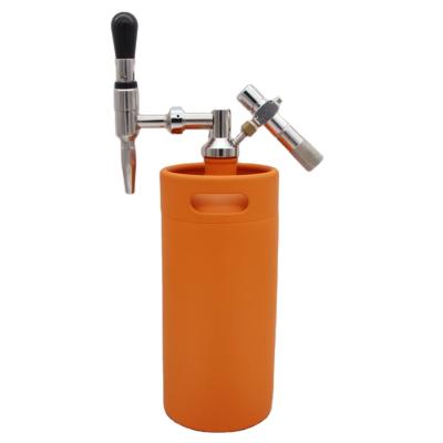 China Stainless And Plastic Food Grade Orange Color 3.6L Keg Coffee Kit With Coffee Tap And Gas Regulator for sale