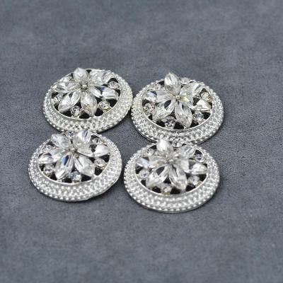 China Other 38L 24mm Silver Nickel Plated Round Ditch Coat Sweater Cuff Rhinestone Buttons for sale