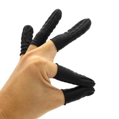 China Heat Resistance Custom Packaging Black Color Latex Finger Cradles Covers Finger Protectors Fingertip Protector For Pre Bonded Hair Extensions for sale