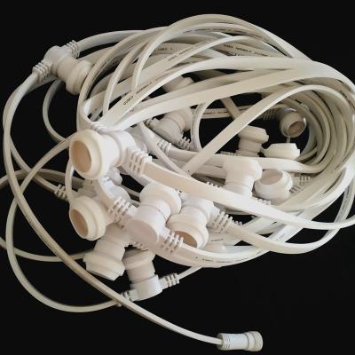 China Party lighting Outdoor Hanging Conencatble Festoon Light Flat Rubber Cable 50M 50 E27 Lamps Belt String Light for sale