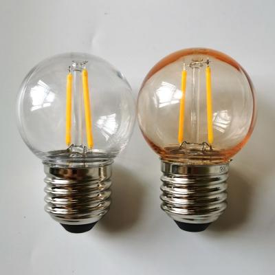 China Event & Party Amber Festoon Light Bulb E27 G45 2W LED Plastic Filament Bulb for sale