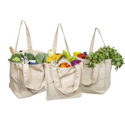 China Eco-Friendly Customized Eco-Friendly Reusable Shopping Cotton Canvas Reusable Organic Washable Logo Grocery Bags With Handles for sale