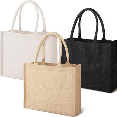 China Eco-Friendly Reusable Hot Solid Beach Bachelorette Wedding Grocery Color Jute Hand Held Reusable Bags Part 3 Wholesale for sale