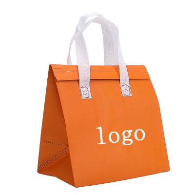 China Custom Waterproof Oil Proof Waterproof Portable Candy Color Nonwoven Insulated Takeout Food Packaging Cooler Bag for sale