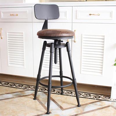 China Industrial Bestselling Custom Retro Factory Amazon Style PU Seat Adjustable Bar Stool 360 Degree Stool for sale