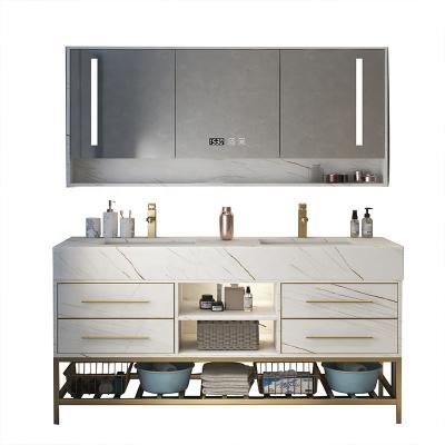 China Modern waterproof bahtroom furniture cabinets washbasin led mirror bathroom cabinet vanity for sale