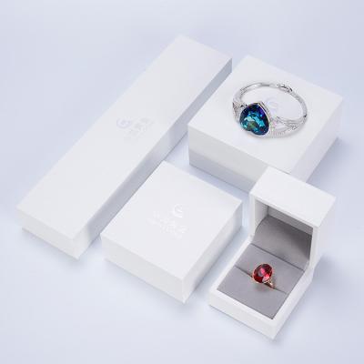 China Jewelry Display OEM Ring Bangle Jewelry Necklace Box Bracelet Packaging White Leatherette Paper Packaging for sale