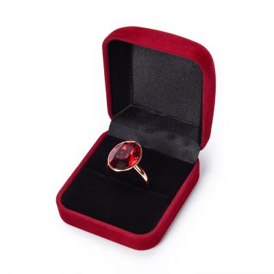 China Convenient High End Red Flocking Velvet Jewelry Box Gift Packaging For Ring Bangle Pendant Bracelet for sale