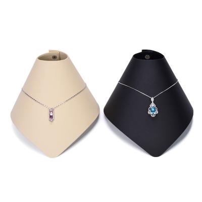 China Adjustable Jewelry Display OEM PU Snap Fastener Cone Pendant Holder Packaging Plastic Leather Jewelry Display Necklace Holder for sale