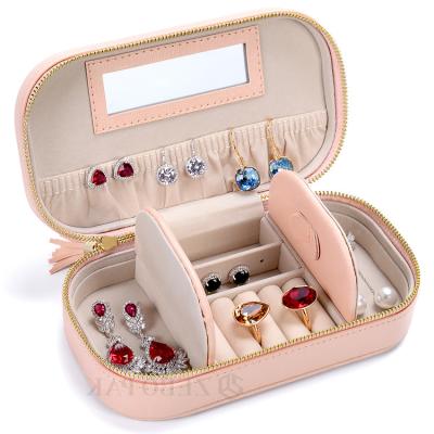 China Jewerly Jewelry Display Zebo Maker Portable Storage PU Jewelry Box Travel Case Packaging Leather Organizer for sale