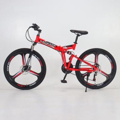 China Full suspension steel mtb folding bike 26 inch carbon steel frame cycle 21 speed folding mtb mountain bike for sale