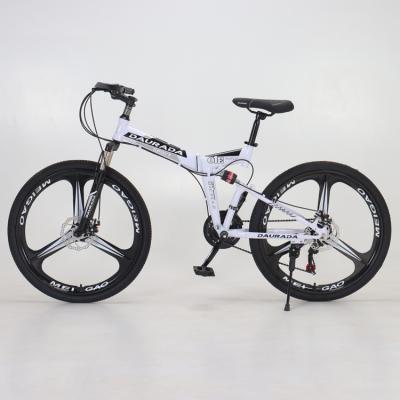 China Folding steel mtb bike 26 inch full frame carbon steel frame cycle 21 speed mtb suspension folding mountain bike for sale