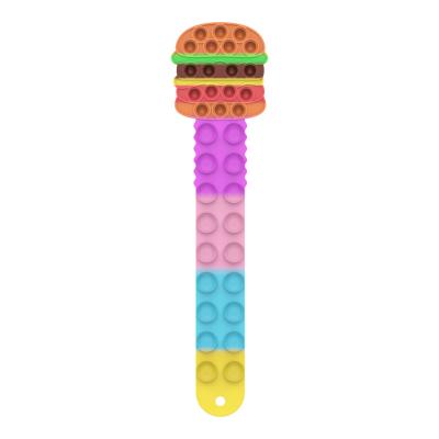 China Funny Educational Toy Hamburger Bracelet Pop itting kids stir toy,Squidopops Ring Push Antistress Fidget Sensory Suction Cup noise itting toys for sale