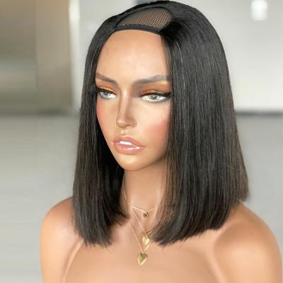 China 14inch Straight Pixie Cut Human Hair Wigs Machine Made For Women Short Bob V Part Wigs Brazilian Hair Glueless V Part Wig Color for sale