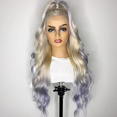 China Wholesale Body Wave 26Inch Human Hair Wigs 150%Density Blonde 613 Ombre Lace Front Wig Body Wave Good Quality Customized for sale