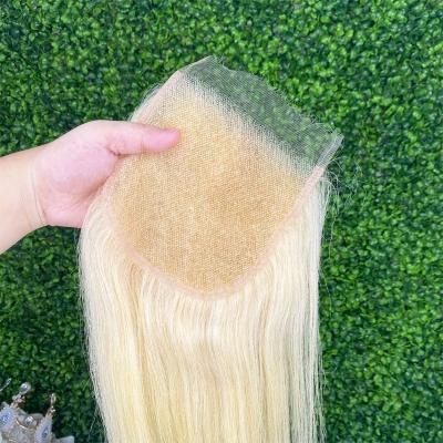 China Instock HD 5x5 Silky Straight Lace Closure 613 Blonde Straight Wave 5x5 Ear Closures For Women Ear Hairbands And Ear Closures for sale