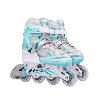 China child outdoor shoe buckle adults roller skate PU integrated wheels with flashing thcikened aluminum alloy frames AL-S001 for sale