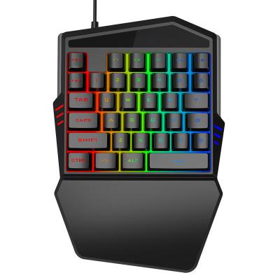 China ABS PC Mini Small Wired Teclado Single Hand One Handed RGB Backlight Usb Mobile Gaming Keyboard For Gaming Android Cell Phone for sale