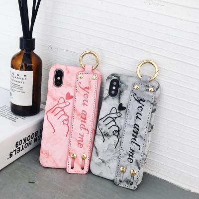 China Portable Phonecase with Wristband for iPhone Wrist Hand Strap Buckle Plastic Marble Printing Gift Cool Practical Cool Girls Chengsong-0003 for sale