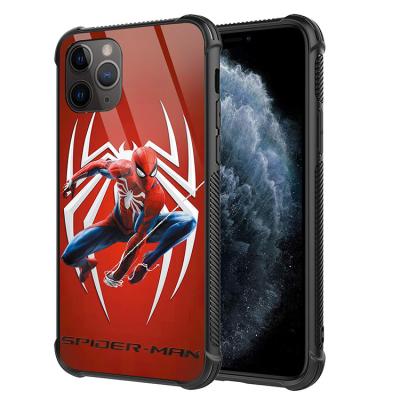 China Waterproof Tempered Glass Phone Case For Iphone 12 Case Anime Spiderman Design Phonecase For Iphone 13 pro Max Accessories Housing for sale