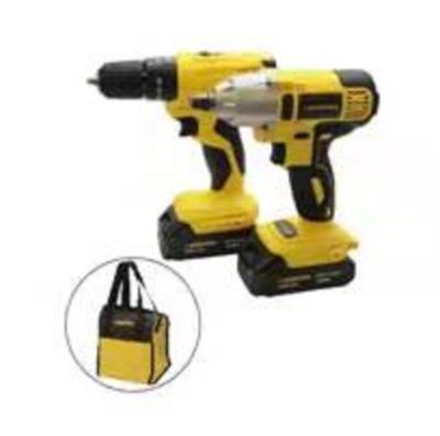 China 22v Lithium-ion 2PCS Cordless Combo Wrench 2x2.0Ah Cordless Drill and Impact Kit for sale