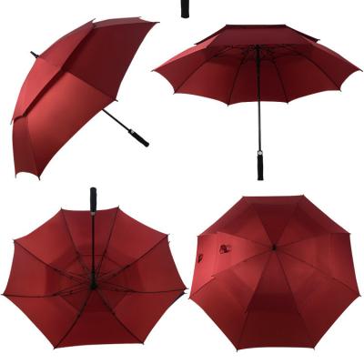 China American Golf Umbrella Design OEM Rpet Style Double Layers Vent Strong Logo Windproof Custom Golf Umbrella for sale